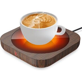 Coffee Mug Warmers for Desk with 3 Temperature Settings, Smart Coffee Warmer Plate for Heating Milk, Tea and Hot Chocolate (Wood)