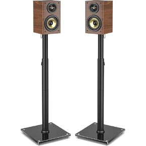 Rfiver Universal Speaker Stands Pair for Surround Sound, 32" to 43" Height Adjustment Bookshelf Speakers Stand Each Holds 11lbs Speaker, Floor Speaker Stand Built-in Cable Management, Black, 1 Pair