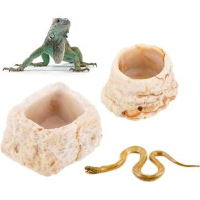 2 Pack Micro Water Bowl Mini Anti-Turnover Resin Dish for Lizard Frog Scorpion Corn Snake Reptiles