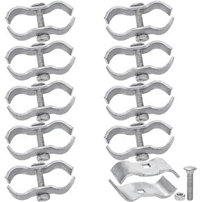10 Pack Dog Kennel Clamps, 1-3/8" Chain Link Fence Panel Clamps, Galvanized Pipe Panel Frames, Chain Link Fence Hardware for Temporary Dog Kennels, Chicken Coops, Metal Cage