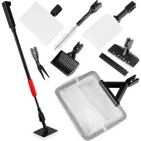 Aquarium Cleaning Tools 7 in 1 Fish Tank Cleaning Kit with Adjustable Telescopic Handle Multipurpose Fish Tank Cleaning
