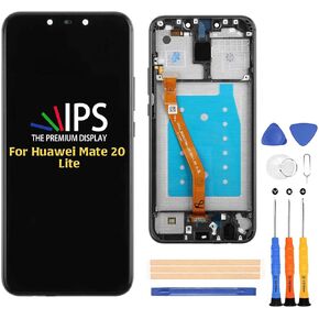 Compatible with Huawei Mate 20 Lite SNE LCD Display Screen Replacement,for Huawei Mate 20 Lite SNE LX1 LX2 LX3 Display LCD Panel Repair Parts Kit,with Tempered Glass+Tools(Black) (Black with Frame)
