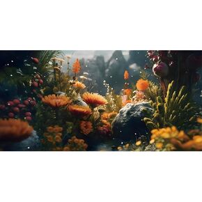 AWERT 36x18 inches Polyester Spring Floral Terrarium Background Sunflower Aquarium Background Underwater Nature Scenery Fish Tank Background