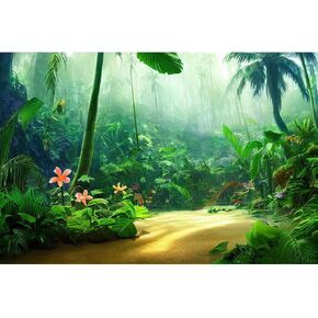 Aquarium Background Fairytale Enchanted Forest Terrarium Background Big Trees and Great Vegetation Reptile Habitat Background Painting Foliage Fish Tank Wallpaper Decor Vinyl 24x12in