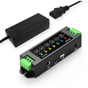 Herdio 4-Channel Amplifier Bluetooth 5.0 Amp Receiver 200W Power Output with 24V5A AC-DC Power Supply Wall Mounting,USB/MIC/AUX/TWS(40W Each Channel)