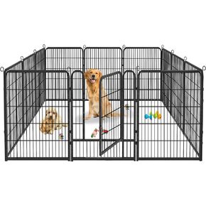 Dog Playpen Outdoor, 32 inch Dog Fence Outdoor for Yard Indoor Dog Pen with Door for Large/Medium/Small Dogs 10 Panels Pet Playpen Anti-Rust Pet Fence Portable Dog Fence for RV Camping, Yard