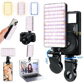 Magnetic Selfie Light for iPhone,129 LED Phone Light,Rechargeable Phone Light with Clip, Adjustable 3 Light Modes, Light for iPhone, Android, iPad, Laptop,Video Recording, Compatible Phones,Cameras