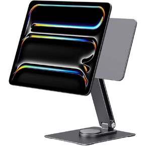 حامل حامل iPad مغناطيسي من Qwiizlab لجهاز iPad Pro M4 مقاس 13 بوصة 2024، قابل للتعديل ودوران 360 درجة، سبائك ألومنيوم ممتازة (رمادي فلكي)