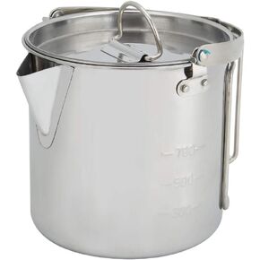 TOPINCN Pot Stainless Steel Camping Cookware Portable Hanging Water Pot Kettle Outdoor Camping Hiking Coffee Pot Kitchenware 1.2L