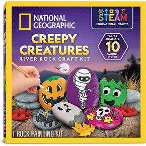 NATIONAL GEOGRAPHIC Rock Painting Kit - Arts & Crafts Kit for Kids, Paint & Decorate 15 River Rocks with 10 Paint Colors & More Art Supplies, Kids Craft, Outdoor Toys, Kids Art Kit, Kids Activity Kit