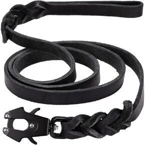 GEIT 4/5/6FT Leather Dog Leash, Heavy Duty Dog Training Leash, Genuine Leather Braided Leash with Quick Release/Locking Tactical Frog Clip for Medium and Large Dogs