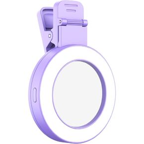 Andoer Clip-on Selfie Ring Light for Phone with Selfie Mirror 3 Light Modes 180° Rotatable Portable Selfie Fill Light Replacement for iPhone 15/14/13/12 Android Smartphone Vlog Live Streaming Make Up