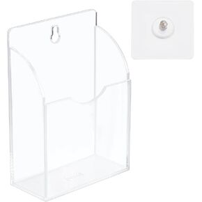 One Grid Wall Mounted Mobile Phone Charging Storage Rack Universal Remote Holder Organizer, Clear TV Remote Control Holder Wall Mount Remote for Bedside, Media Organizer