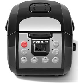 Rice Cooker 6 Cup, Stainless Steel Inner Pot Rice Cooker, YOKEKON Professional 6 Cup Uncooked Rice Cooker with Basket Steamer, 24H Delay Timer and Auto Keep Warm, Rice/Quick Cook/Brown Rice/Steam/Yogurt, Black