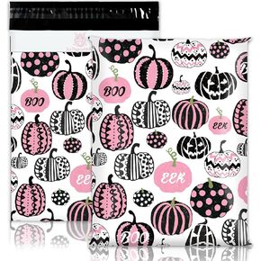 100Pcs Halloween Poly Mailer 10 x 13 Inch Orange Black Creepy Pumpkin Packaging Bags Self Seal Mailing Envelope Bags for Small Business Clothing