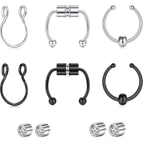 Longita Fake Nose Ring Hoop Fake Septum Magnetic Nose Rings Fake Noes Ring Stud Fake Nose Stud Fake Nose Piercing Fake Septum Piercing Fake Septum Ring Faux Nose Rings for Women