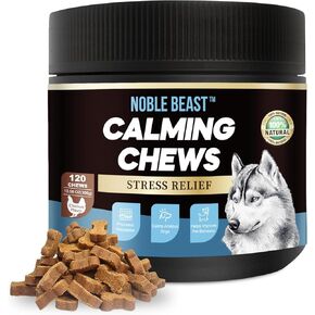 Noble Beast Dog Hemp Calming Chews for Dogs - Melatonin for Dogs - Dog Calming Treats - Motion Sickness for Dogs - All Natural - Soft Chews with Hemp and Melatonin - Chicken Flavor -120 Count