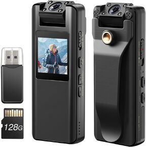 BOBLOV A22 128GB Body Camera, 2200mAh Battery Bodycam with Night Vision, 11 Hours Recording for Outdoors Sports, Proof, with 1/4" Screw Hole for Helmet Installation