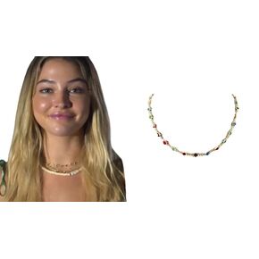 Sarah Cameron Rainbow Crystal Necklace Choker Beaded Stones Bezel Gold Plated OBX 3