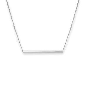 Delicate and Dainty 925 Sterling Silver Tube Bar Necklace for Women Minimalist Balance Necklace Gift for Wife Birthday Present for Girlfriend (14 inches + 2-inch extender)