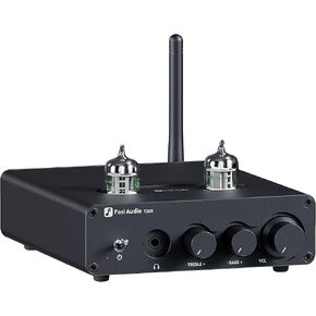 Fosi Audio T20X Bluetooth Tube Stereo Amplifier Home Audio Headphone Amp 2.0 Channel Class D Digital Mini Hi-Fi Power Amp Receiver for Home Bookshelf Speakers with JAN 5654W Vacuum Tubes