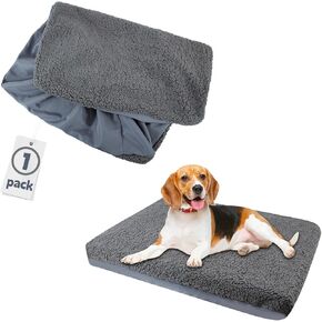 غطاء سرير الكلب، أغطية أسرة الكلاب قابلة للغسل، وسادة قفص الحيوانات الأليفة مقاومة للماء، بطانة رمادية، غطاء وسادة قابل للإزالة، بيوت قطيفة ناعمة مقاومة للماء (S: 20 * 30 * 6 بوصة) in Kuwait