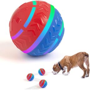 Interactive Dog Toy Ball, Durable 2 Modes Motion Active Rolling Ball for Dogs, USB Rechargeable Automatic Self Moving Dog Ball with LED Lights for Puppy, Small, Medium, Large Breed Dogs/Cats