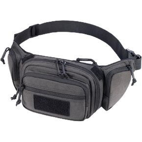 Tactical Fanny Pack for Men and Women, Low Profile Concealed Carry Everyday Waist Hip Bag for Hiking Travel Outdoor Running Hunting, Dark Grey