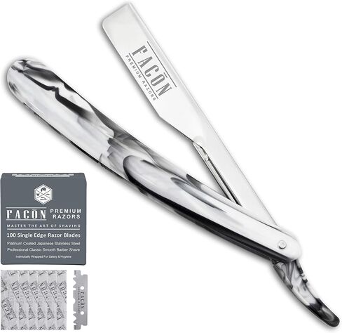 100 BLADES + Facón Professional Wooden Straight Edge Barber Razor - Salon Quality Cut Throat Shavette in Saudi Arabia