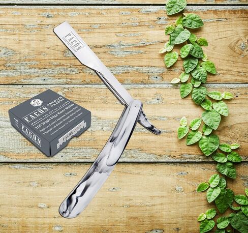 100 BLADES + Facón Professional Wooden Straight Edge Barber Razor - Salon Quality Cut Throat Shavette in Saudi Arabia