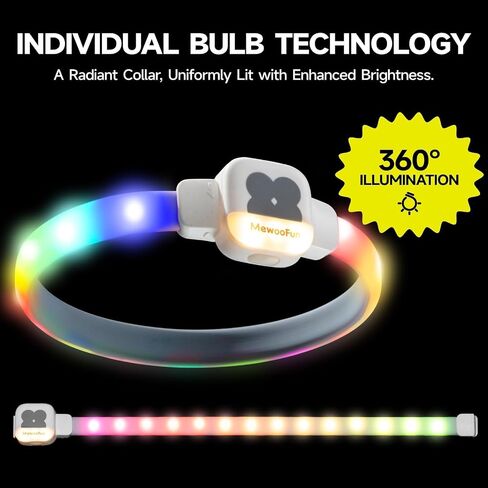 MEWOOFUN طوق الكلب المضيء، طوق الكلب LED مع USB قابل لإعادة الشحن يتوهج في أطواق الكلاب الداكنة، قلادة كلب مقاومة للماء مع 6 أوضاع وامض للكلاب الصغيرة (أبيض، صغير) in Saudi Arabia