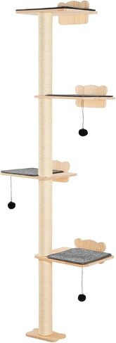 VEVOR 4 Tiers Cat Tree، مجموعة أثاث حائط للقطط مع 4 ألواح قفز، رف عائم للقطط مثبت على الحائط يصل إلى 40 رطل، 12 مم من خشب الصنوبر للقطط للنوم واللعب والتسلق in Saudi Arabia