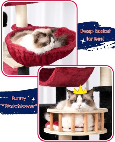 Cat Tree for Indoor Cats, 64" Tall Cat Tower with Scratching Post, Cat Condo and Platforms for Large Adult with Food Station, Cat Tunnel, Hammock, Cat Bowls, Light Gray GCT021W in Saudi Arabia