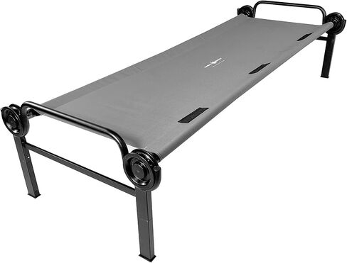 Disc-O-Bed Single Modular and Portable Polyester Cot with Included Zippered Carry Bag and Extended Leg Mechanism for Indoors and Outdoors, Grey in Kuwait