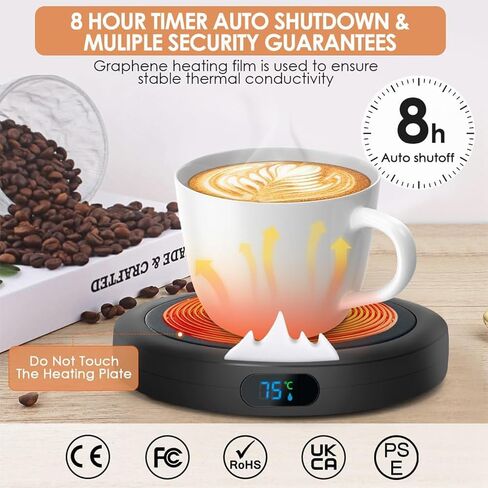 Mug Warmer - 36W Coffee Mug Warmer for Desk with, 8Hrs Auto Shut Off, Smart Candle Warmer - Ideal Coffee Gifts Accessories Keep Beverages Coffee Warmer, 3 Temperature Settings(Black) in Saudi Arabia