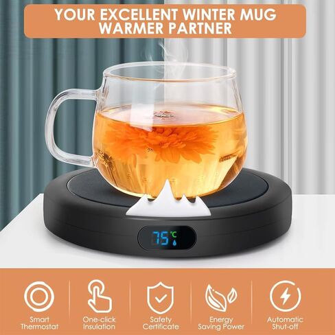 Mug Warmer - 36W Coffee Mug Warmer for Desk with, 8Hrs Auto Shut Off, Smart Candle Warmer - Ideal Coffee Gifts Accessories Keep Beverages Coffee Warmer, 3 Temperature Settings(Black) in Saudi Arabia