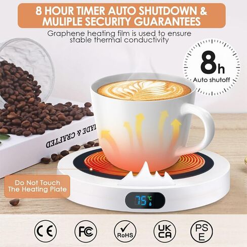 Mug Warmer - 36W Coffee Mug Warmer for Desk with, 8Hrs Auto Shut Off, Smart Candle Warmer - Ideal Coffee Gifts Accessories Keep Beverages Coffee Warmer, 3 Temperature Settings(Black) in Saudi Arabia