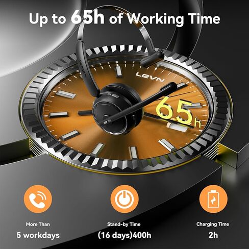 Wireless Headset with Mic for Work, Bluetooth Headset with Microphone(AI Noise Cancelling), 65Hrs Working Time Wireless Headset with Microphone for Work from Home/Call Center/PC/Computer/Teams in Kuwait