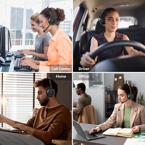 Wireless Headset with Mic for Work, Bluetooth Headset with Microphone(AI Noise Cancelling), 65Hrs Working Time Wireless Headset with Microphone for Work from Home/Call Center/PC/Computer/Teams in Kuwait