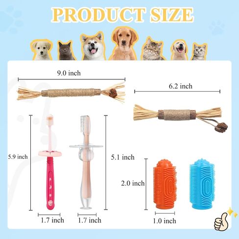 6Pcs Cat Tooth Brushing kit, Includes 360° Silicone Cat Toothbrushes with Suction Cup Holders Anti-choking, Dog Finger Toothbrushes, Dental Silvervine Catnip Toys - Safe Oral Hygiene for Dogs and Cats in Saudi Arabia
