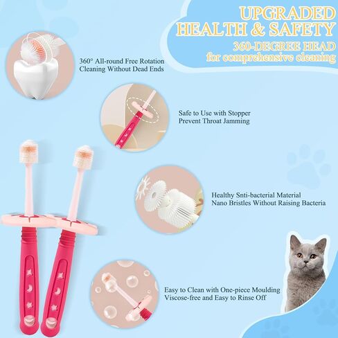 6Pcs Cat Tooth Brushing kit, Includes 360° Silicone Cat Toothbrushes with Suction Cup Holders Anti-choking, Dog Finger Toothbrushes, Dental Silvervine Catnip Toys - Safe Oral Hygiene for Dogs and Cats in Saudi Arabia