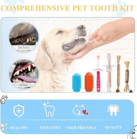 6Pcs Cat Tooth Brushing kit, Includes 360° Silicone Cat Toothbrushes with Suction Cup Holders Anti-choking, Dog Finger Toothbrushes, Dental Silvervine Catnip Toys - Safe Oral Hygiene for Dogs and Cats in Saudi Arabia