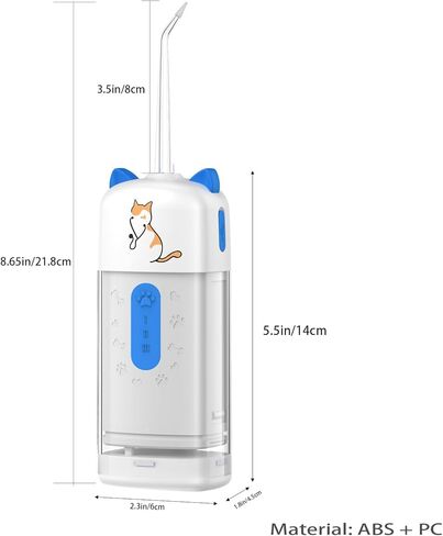 جهاز تنظيف الأسنان بالماء اللاسلكي للعناية بالأسنان للحيوانات الأليفة، منظف أسنان الماء المحمول للكلاب، جهاز ري الفم مع 3 أوضاع، طرفين نفاثين IPX7، مقاوم للماء، الحيوانات الأليفة والقطط والكلاب، تنظيف أسنان (أزرق) in Kuwait