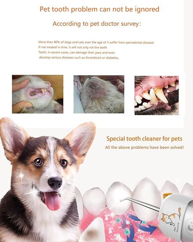 جهاز تنظيف الأسنان بالماء اللاسلكي للعناية بالأسنان للحيوانات الأليفة، منظف أسنان الماء المحمول للكلاب، جهاز ري الفم مع 3 أوضاع، طرفين نفاثين IPX7، مقاوم للماء، الحيوانات الأليفة والقطط والكلاب، تنظيف أسنان (أزرق) in Kuwait