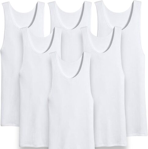 ToBeInStyle Men's Value Pack of Form Fitting Scoop Neck Sleeveless White A-Shirts in Saudi Arabia