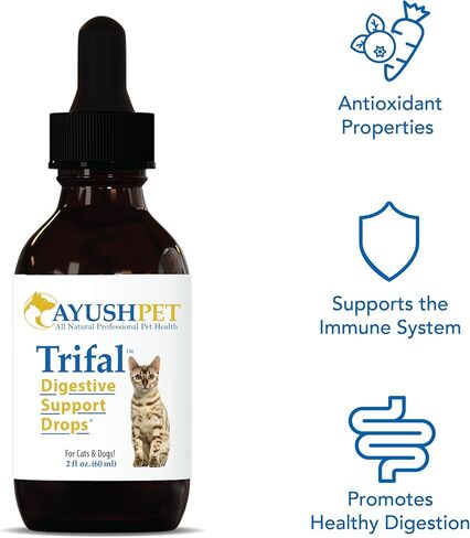 قطرات تريفال للحيوانات الأليفة من أيوش هيربز، قطرات هضمية شاملة للحيوانات الأليفة، تركيبة الأيورفيدا للهضم الصحي والقضاء، 2 أونصة سائلة in Kuwait