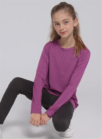 5 Pack: Youth Girls Long Sleeve Shirts Dry Fit Athletic T-Shirts Soft Active Performance Tees Tops for Kids Teens in Saudi Arabia