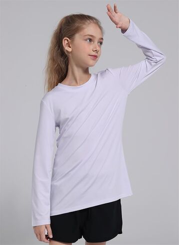 5 Pack: Youth Girls Long Sleeve Shirts Dry Fit Athletic T-Shirts Soft Active Performance Tees Tops for Kids Teens in Saudi Arabia