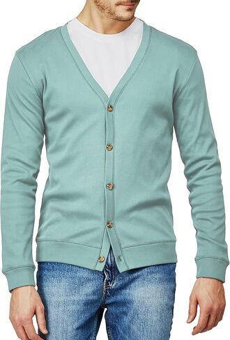 H2H Mens Casual Slim Fit Cardigans V-Neck Basic Designed Long Sleeve Button Down in Kuwait