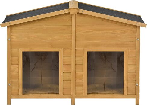 LUSPAZ 47.2 Inch Large Wooden Dog House Outdoor, Outdoor and Indoor Dog Crate, Cabin Style, with 2 Doors Porch, Wood in Saudi Arabia